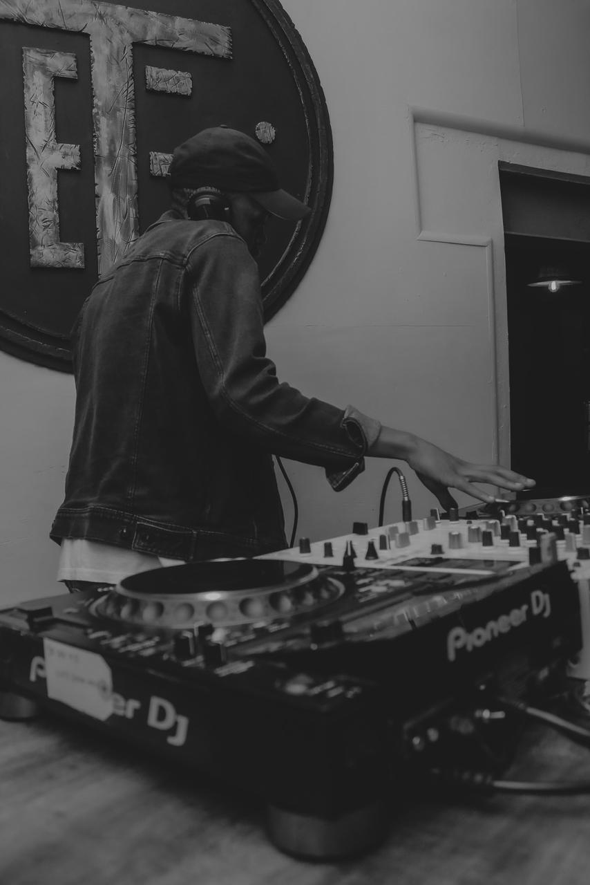 Close-up of CDJ mixer during set